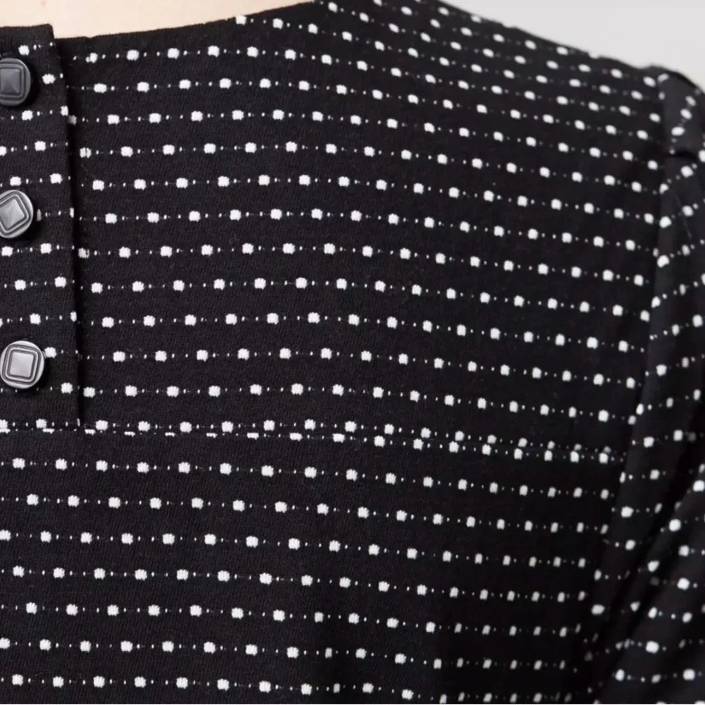 Maeve Black Tunic with White Micro Polka Dots | L - Picture 4 of 6